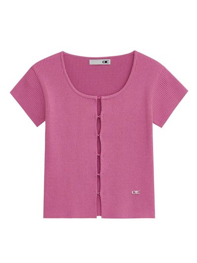 OIOI COLLECTION Romantic Square Neck Cardigan [Pink]