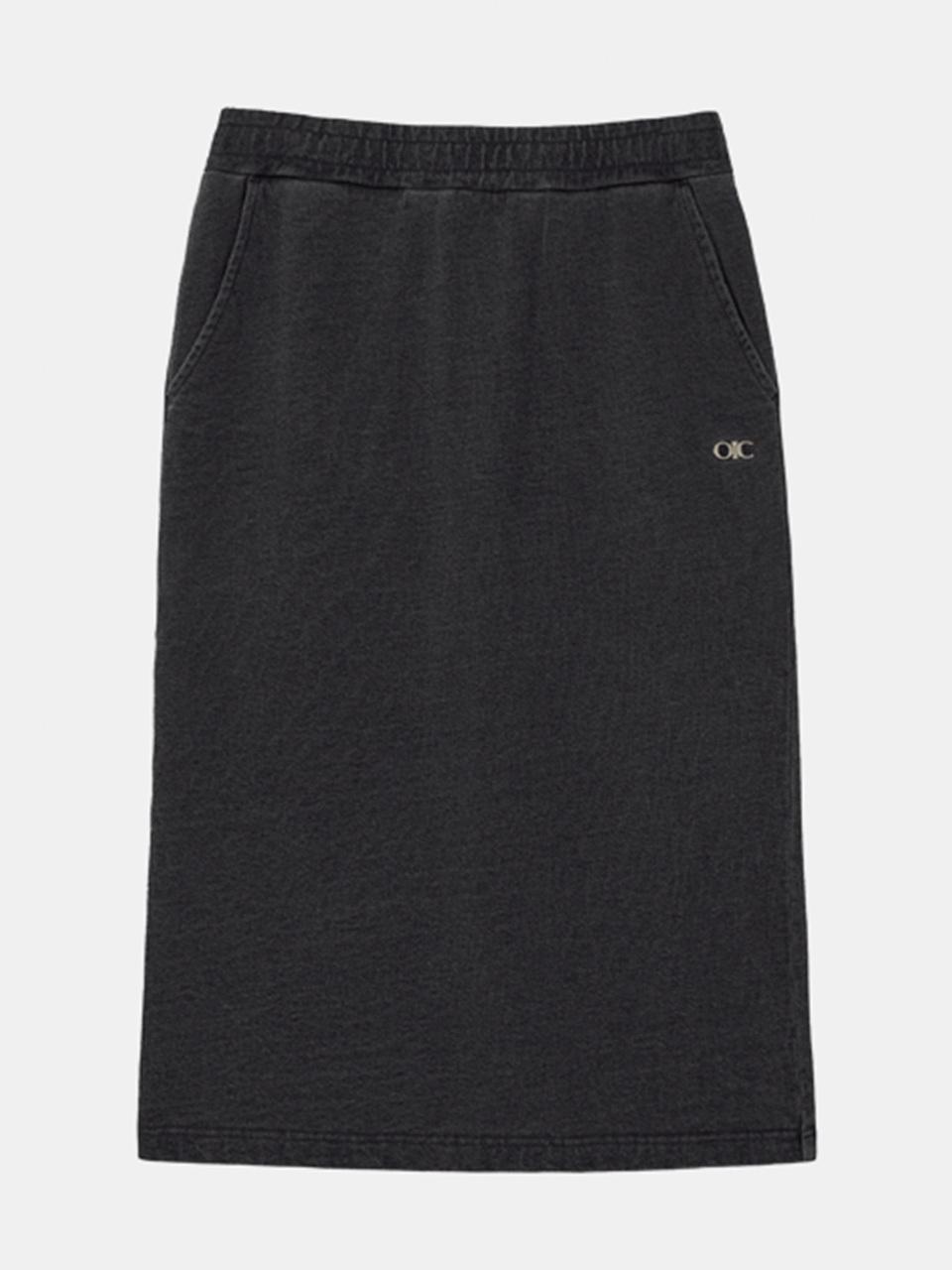 OIOI COLLECTION Vintage Denim Sweat Skirt [DENIM BLACK]