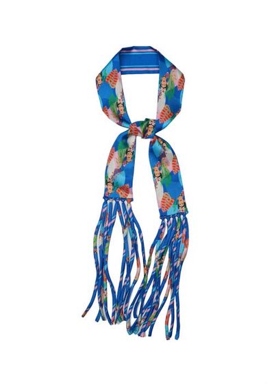 OLAH OLAH Frida With Love Silk Skinny Fringe Scarf