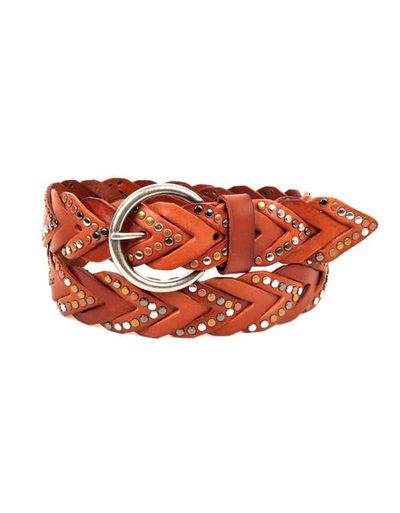 OLD TREND OLD TREND Barracuda Genuine Leather Woven Distressed Studded Belt