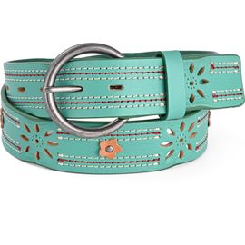 OLD TREND OLD TREND Blossom Genuine Leather Stitched Perforated Detail Belt