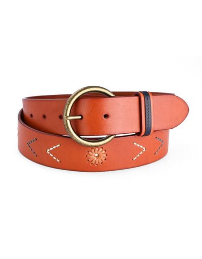 OLD TREND OLD TREND Boho Genuine Leather Perforated Handcrafted Detail Belt