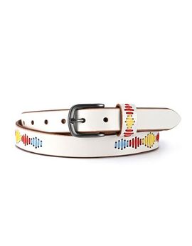 OLD TREND OLD TREND Boho Genuine Leather Stitched Perforated Detail Belt