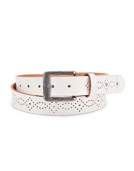 OLD TREND OLD TREND Daisy Genuine Leather Perforated Floral Detail Belt