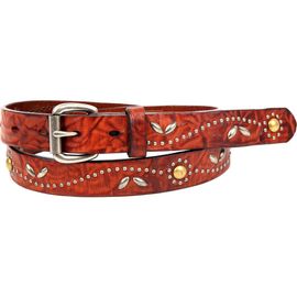 OLD TREND OLD TREND Floral Genuine Leather Studded Floral Accent Belt