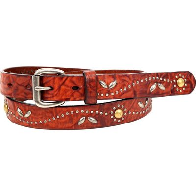 OLD TREND OLD TREND Floral Genuine Leather Studded Floral Accent Belt