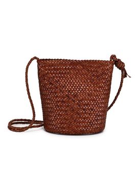 OLD TREND OLD TREND Reed Genuine Leather Woven Barrel Crossbody Bag