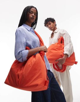 Olend OLEND Ona large soft nylon multiwear crossbody bag in coral-Orange