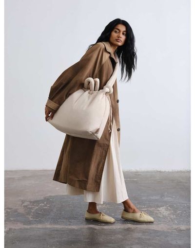 Olend OLEND Ona large soft nylon multiwear crossbody bag in sand-White