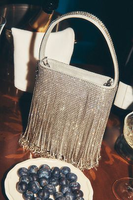 Olga Berg Billie Crystal Fringe Hand Bag