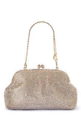 Olga Berg Olga Berg - Ela Crystal Mesh Clutch in Champagne
