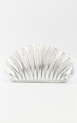 Olga Berg Olga Berg - Hollie Pleated Clutch in Silver