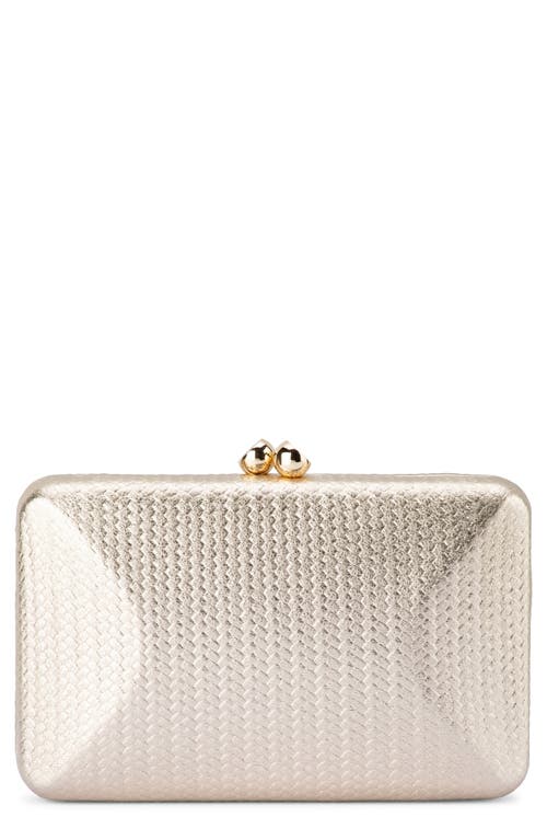 Olga Berg Olga Berg Chica Woven Embossed Metallic Faux Leather Clutch