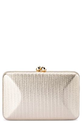 Olga Berg Olga Berg Chica Woven Embossed Metallic Faux Leather Clutch