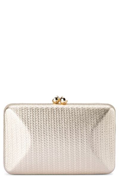 Olga Berg Olga Berg Chica Woven Embossed Metallic Faux Leather Clutch