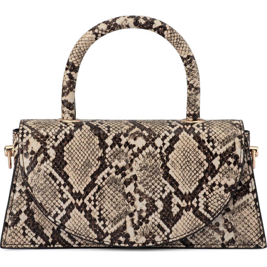 Olga Berg Olga Berg Kendall Snakeskin Embossed Faux Leather Top Handle Bag