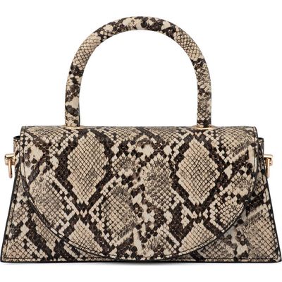 Olga Berg Olga Berg Kendall Snakeskin Embossed Faux Leather Top Handle Bag
