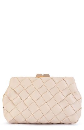 Olga Berg Olga Berg Quinn Woven Faux Leather Clutch
