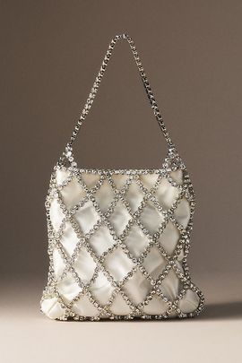 Olga Berg Silk Crystal Cage Handbag