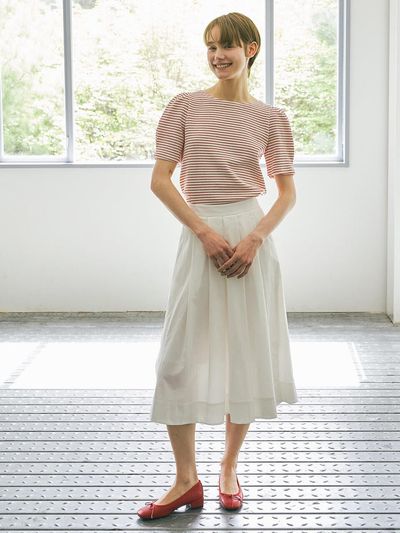 OLIVE DES OLIVE A Line Tuck Pleat Skirt