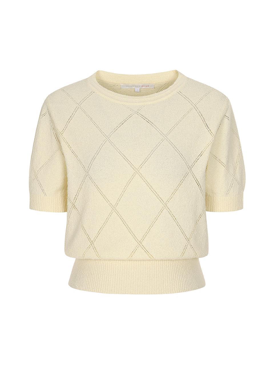 OLIVE DES OLIVE Argyle Skashi Texture Knit Pullover