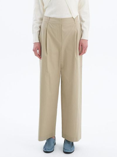 OLIVE DES OLIVE Back-Banded One-Tuck Straight Pants OW4ML3100
