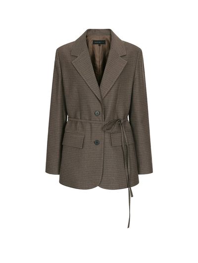 OLIVE DES OLIVE Belted Single Check Jacket OW4AJ8520