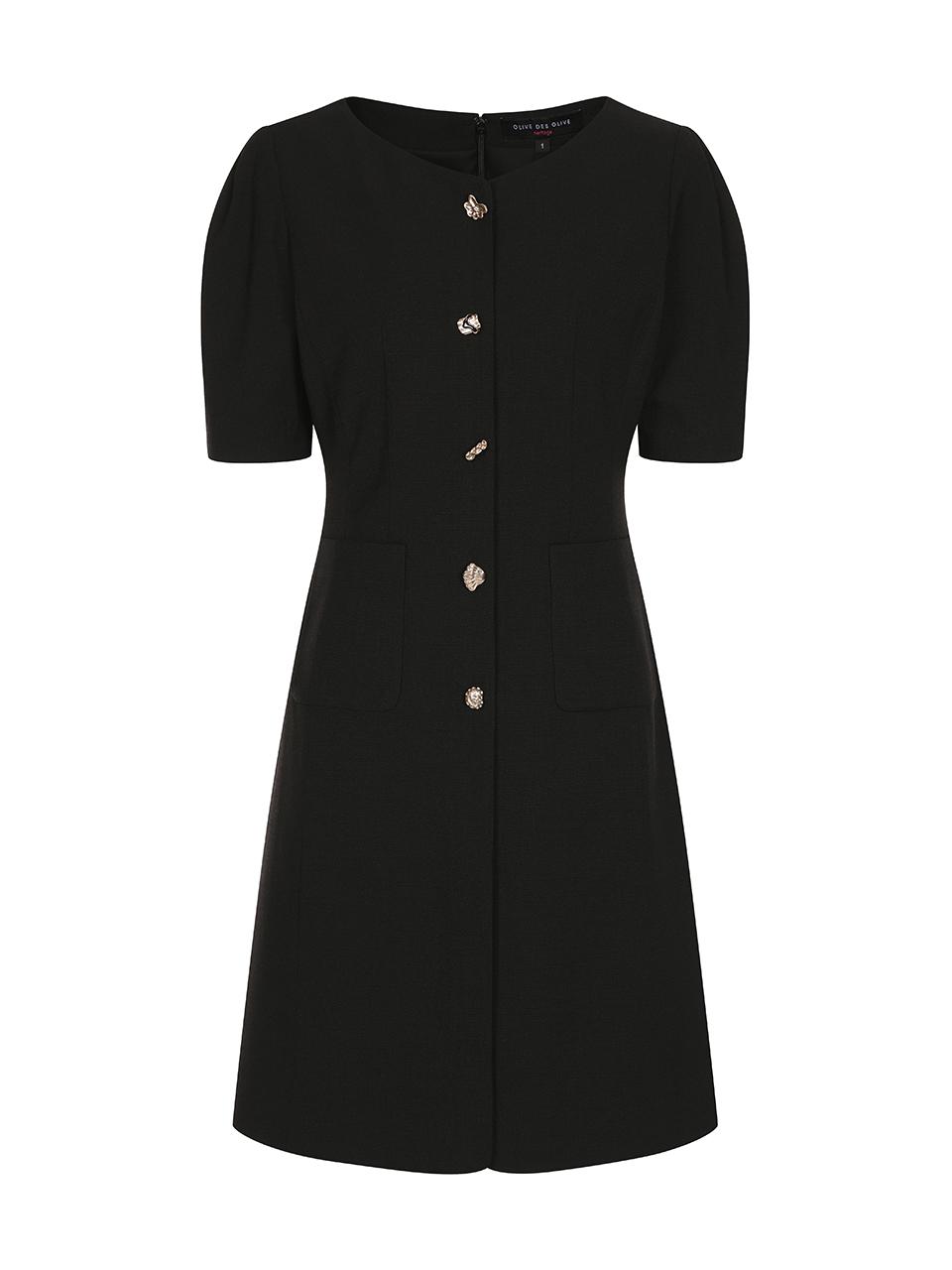 OLIVE DES OLIVE Boat Neck Volume Sleeve Dress OW4MO457A