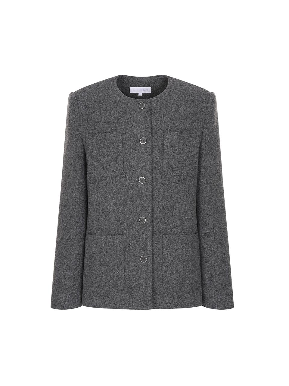 OLIVE DES OLIVE Collarless Mid-length Jacket OH4WJ1420