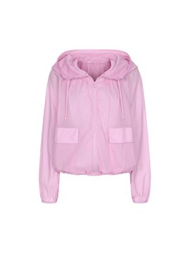 OLIVE DES OLIVE Crinkle Sheer Hood String Jacket - 2colors
