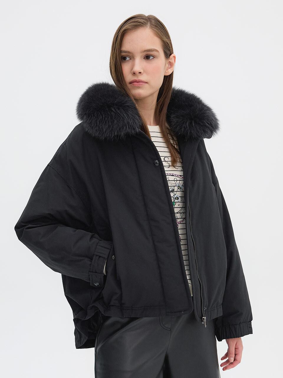 OLIVE DES OLIVE Detachable faux Fur Bomber Jacket Down Jumper OP4W