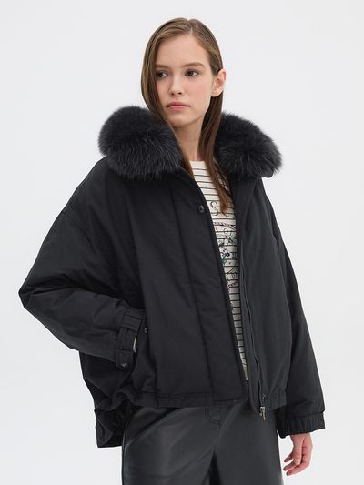 OLIVE DES OLIVE Detachable faux Fur Bomber Jacket Down Jumper OP4W