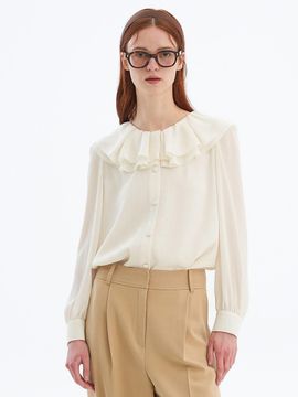 OLIVE DES OLIVE Double ruffle collar blouse OW4SB2350