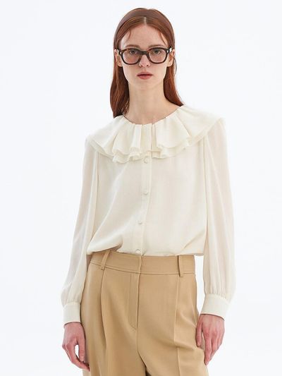 OLIVE DES OLIVE Double ruffle collar blouse OW4SB2350