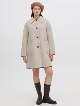 OLIVE DES OLIVE Embroidered Handmade Wool Cashmere Half Coat (OW4XH0510)