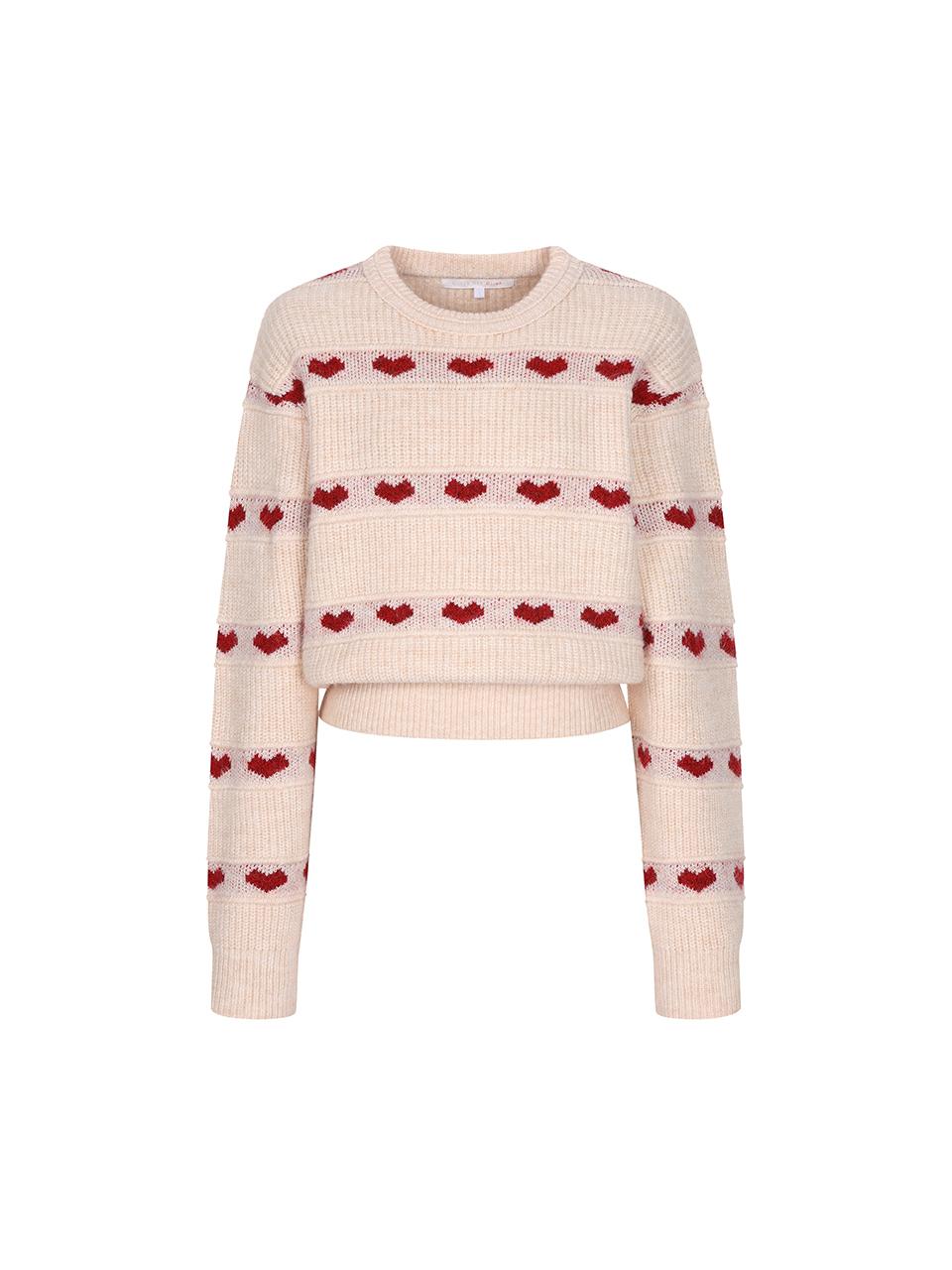 OLIVE DES OLIVE Heart Pattern Wool Blend Oversized Pullover (OK4WPA110)