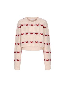 OLIVE DES OLIVE Heart Pattern Wool Blend Oversized Pullover (OK4WPA110)