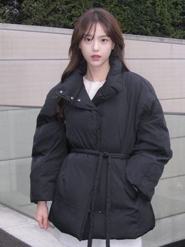OLIVE DES OLIVE High-neck Belted Down Gown-style Jumper (OP5XMA610)