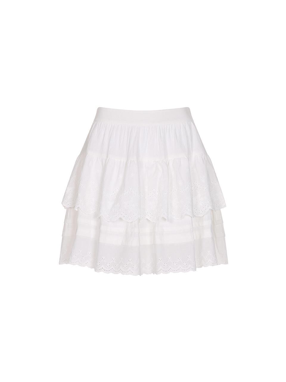 OLIVE DES OLIVE Lace-trimmed Cotton Tiered Skirt (OW5MS4430)