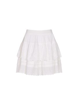 OLIVE DES OLIVE Lace-trimmed Cotton Tiered Skirt (OW5MS4430)