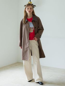 OLIVE DES OLIVE Leather Coloring Mac Trench Coat OW4AR8670