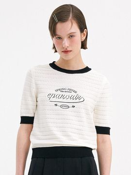 OLIVE DES OLIVE Lettering Point Knit Pullover OK4MP4220