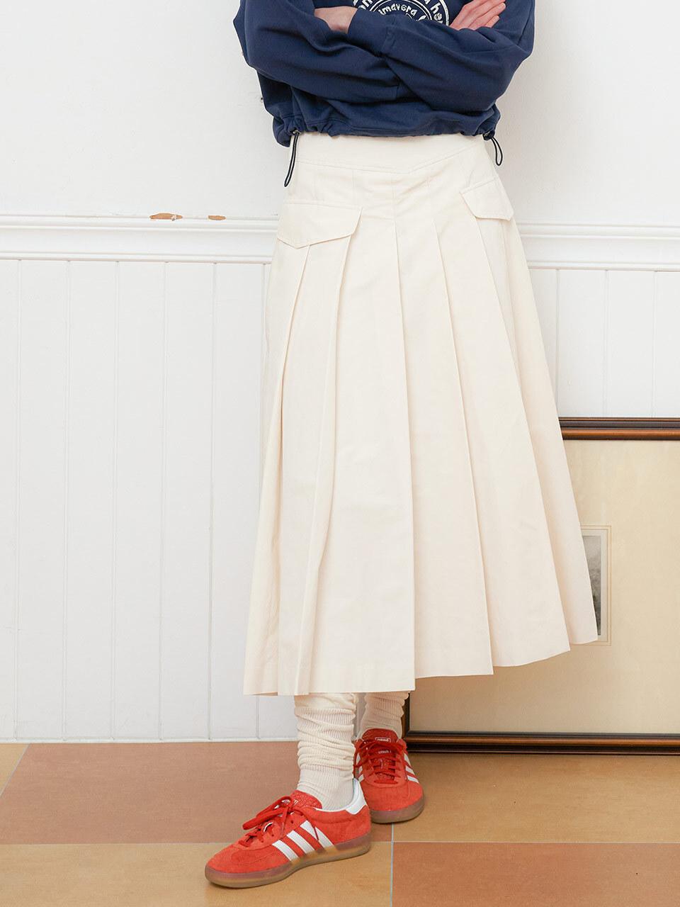 OLIVE DES OLIVE Pleated Long Skirt OW4SS2310