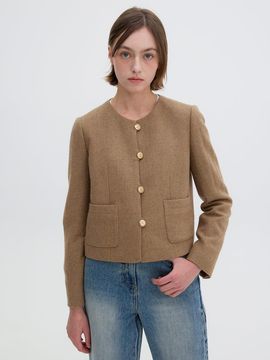 OLIVE DES OLIVE round neck wool blended metal button jacket OW4WJ9