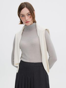 OLIVE DES OLIVE Sheer Ribbed Turtleneck T-shirt OH4WE9870