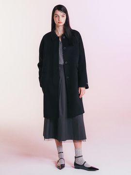 OLIVE DES OLIVE Single Handmade Wool Cashmere Half Coat (OW4XH0230)