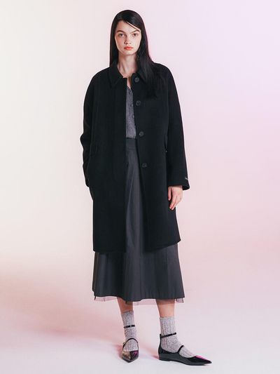 OLIVE DES OLIVE Single Handmade Wool Cashmere Half Coat (OW4XH0230)