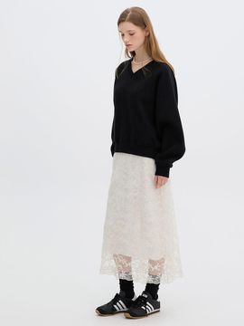 OLIVE DES OLIVE Slightly A-line Lace Skirt