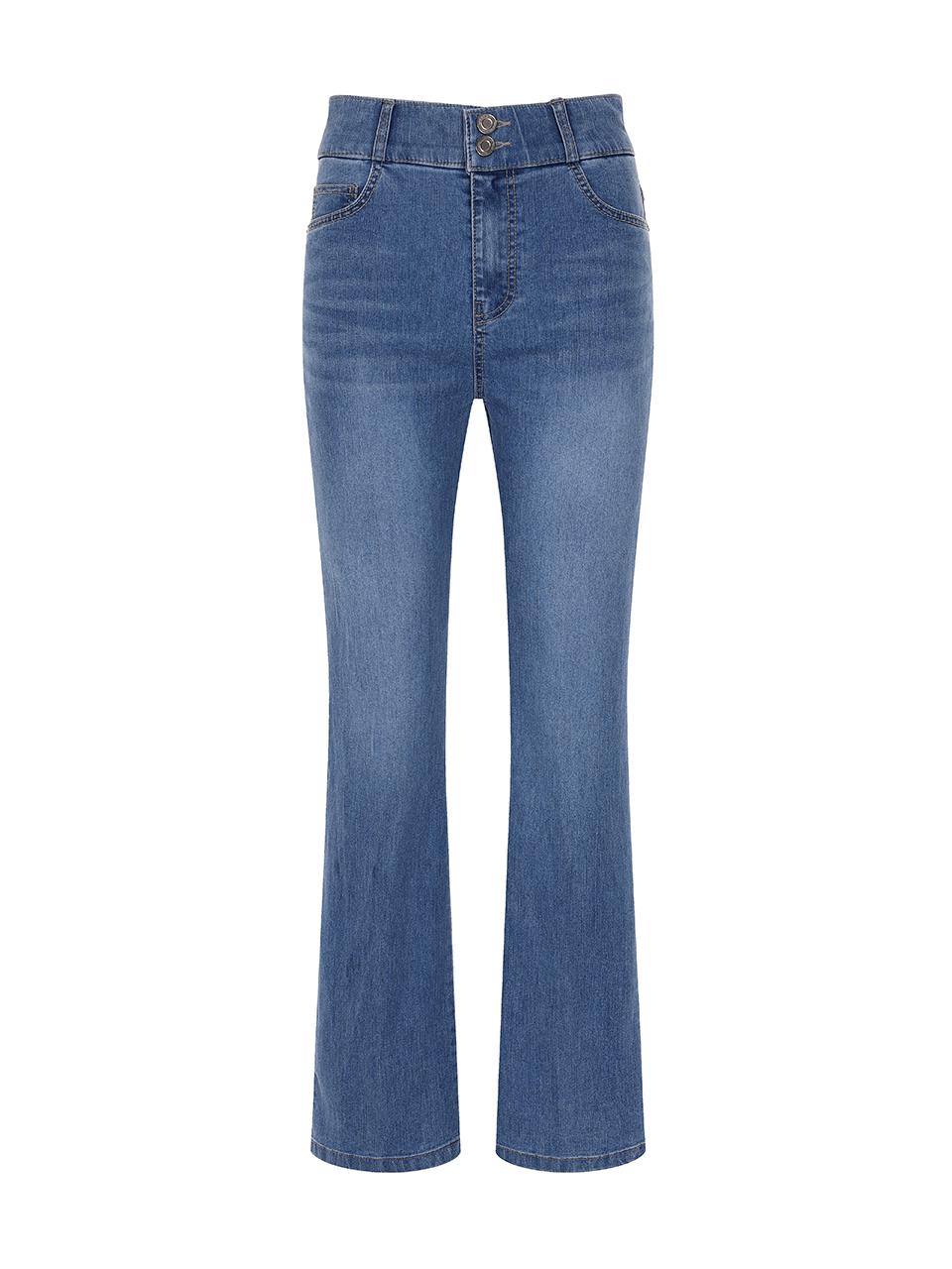 OLIVE DES OLIVE Summer Two Button High Waist Boots Cut Denim Pants