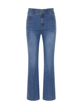 OLIVE DES OLIVE Summer Two Button High Waist Boots Cut Denim Pants